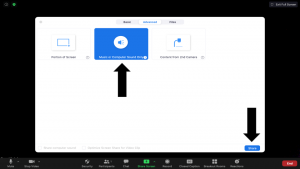 Instructions for playing music in Zoom