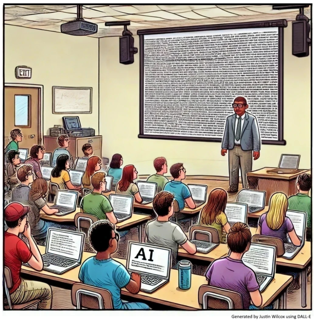 A teacher struggling to efficiently share prompts with students
