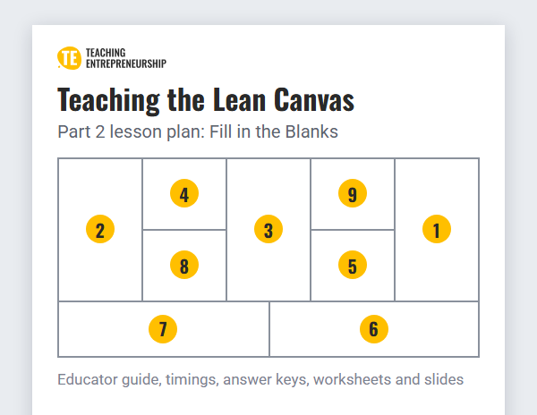 Teaching the Lean Canvas lesson plan